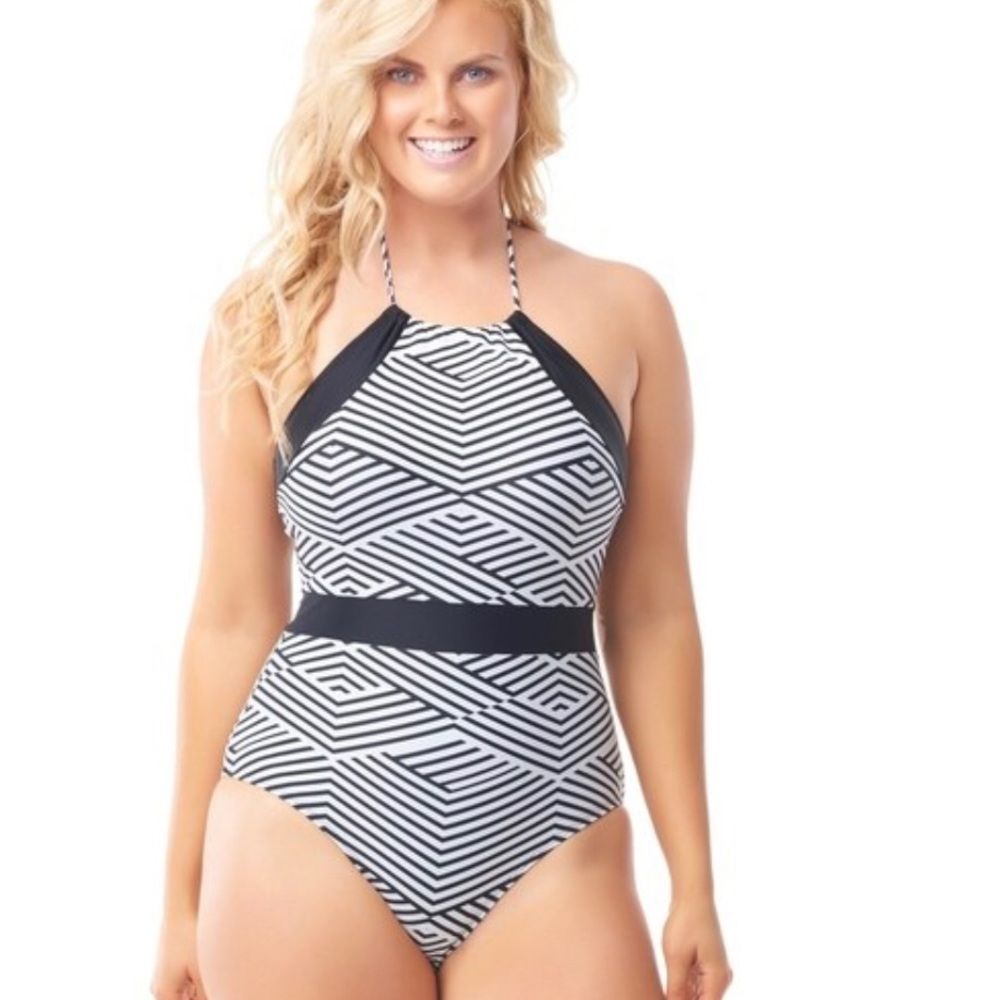 Sea and Sand Chevron High Halter Swimsuit